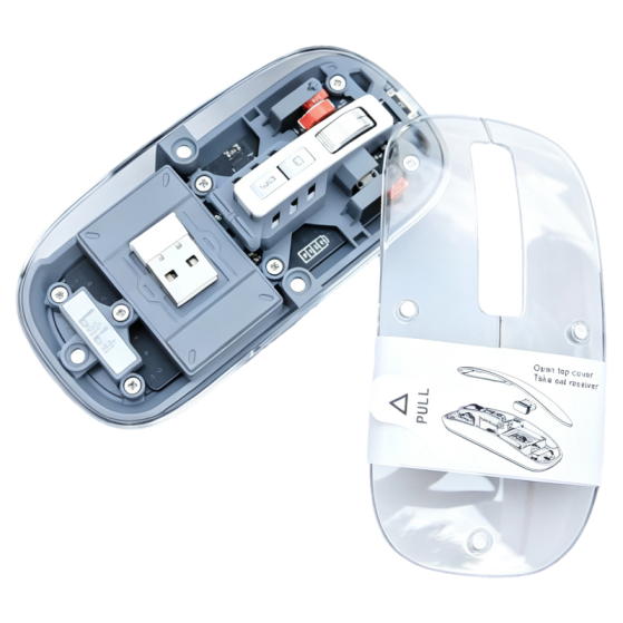 Transparent Mecha Light-up Mouse + 15W Multi-functional Foldable Wireless Charger